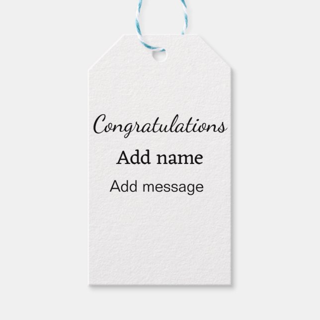 Herzlichen Glückwunsch hinzufügen Name Nachricht e Geschenkanhänger (Vorderseite)