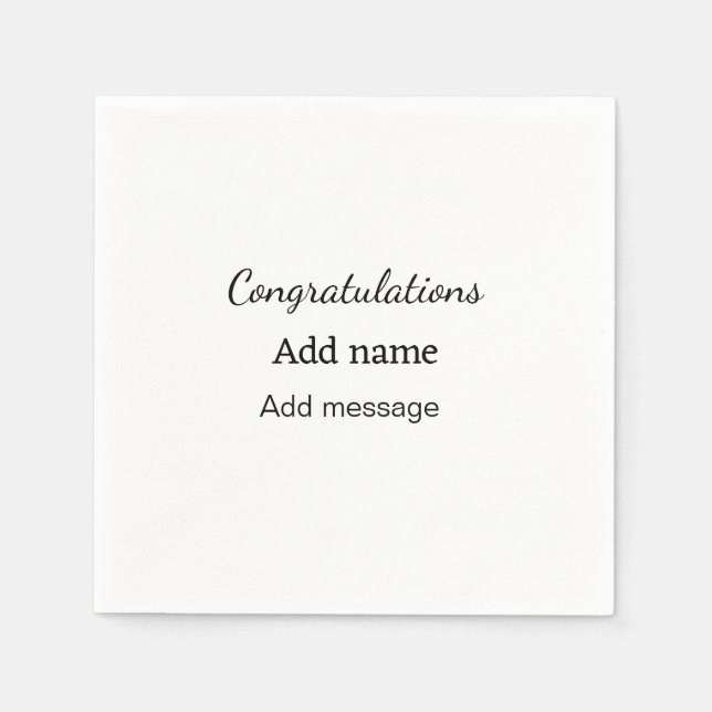 Herzlichen Glückwunsch hinzufügen Name Nachricht e Serviette (Vorderseite)