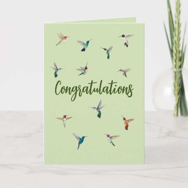 Herzlichen Glückwunsch Hummingbirds Card Karte (Vorderseite)