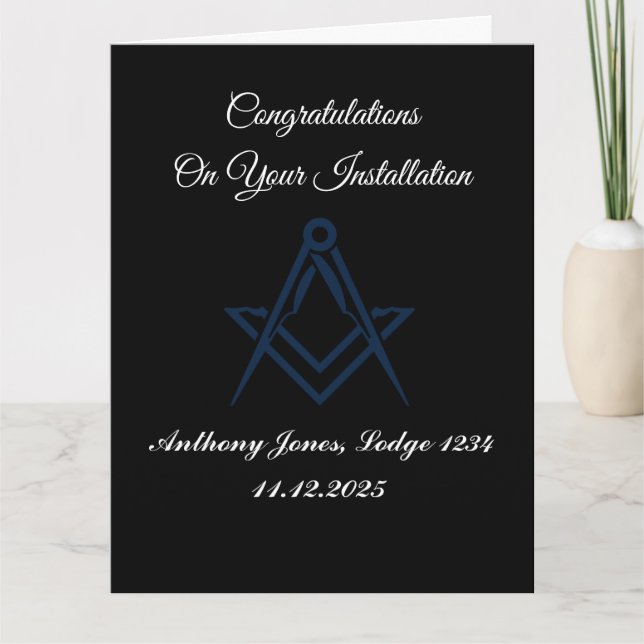 Herzlichen Glückwunsch Installation Master Mason Dankeskarte (Vorderseite)