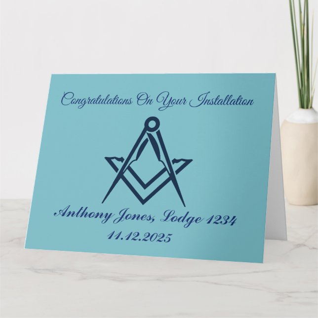 Herzlichen Glückwunsch Installation Master Mason Dankeskarte (Vorderseite)