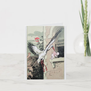 Herzlichen Glückwunsch Jugendstil-Storch bringt Ba Karte