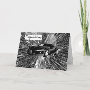 Herzlichen Glückwunsch Karte Neues Auto in Schwarz