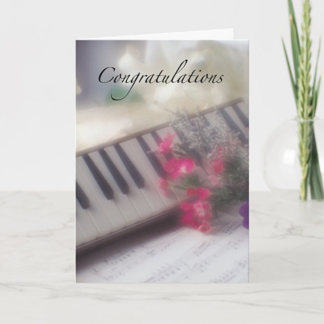 Herzlichen Glückwunsch Keyboard mit Blume Karte (Vorderseite)