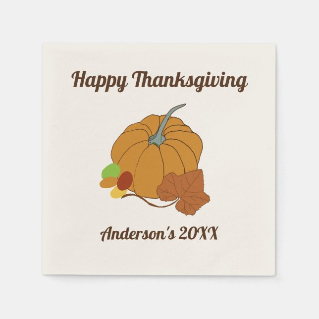 Herzlichen Glückwunsch, Kürbis, Name und Datum der Serviette (Vorderseite)