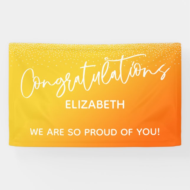 Herzlichen Glückwunsch Lässig Orange & Yellow Ombr Banner (Horizontal)