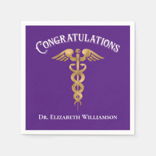 Herzlichen Glückwunsch Lila Doctor Caduceus Serviette