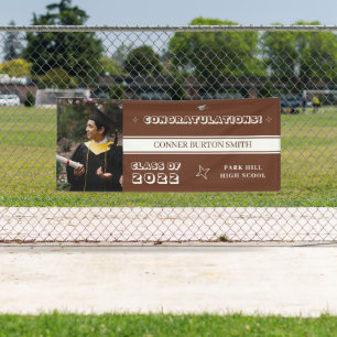 Herzlichen Glückwunsch Mahogany und White Monogram Banner