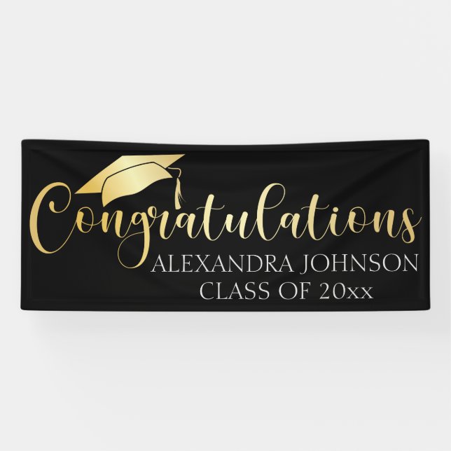 Herzlichen Glückwunsch Modern Gold Custom Year Abs Banner (Horizontal)
