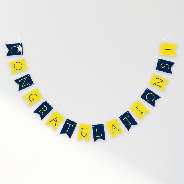 Herzlichen Glückwunsch Modern Navy Blue Yellow Abs Wimpelkette (Von Creator hochgeladen)
