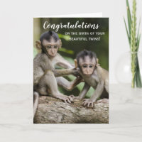 Herzlichen Glückwunsch Neue Baby Twins Monkey Card