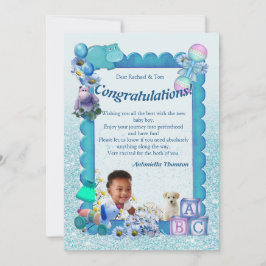 Herzlichen Glückwunsch Neue BLUE Baby Boy Card Dankeskarte