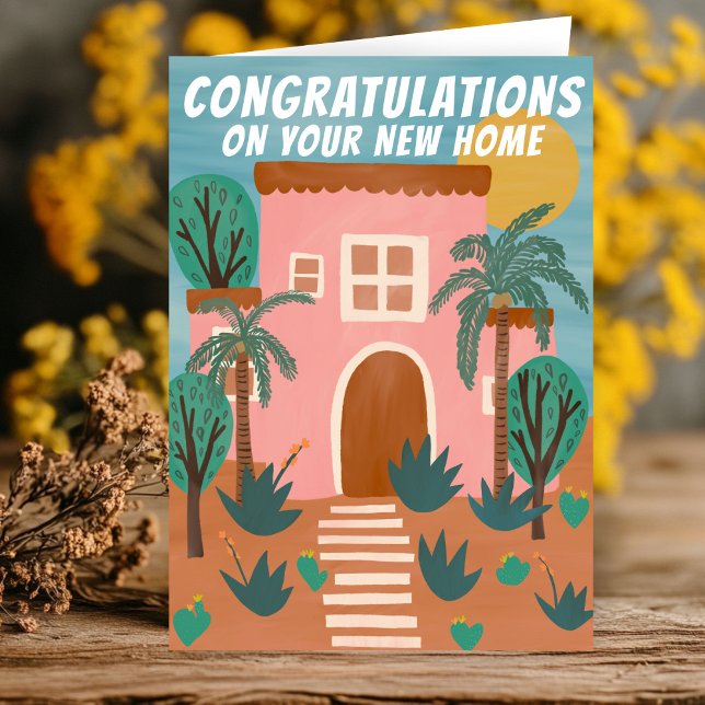 Herzlichen Glückwunsch Neue Zuhause Adobe House Ca Karte (Congratulations New Home Adobe House Cactus Arizona New Mexico Custom Card
)