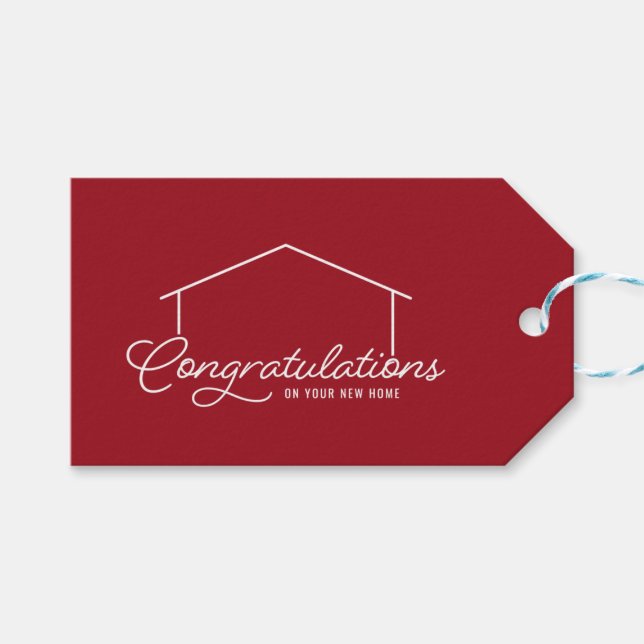 Herzlichen Glückwunsch Neue Zuhause Silhouette Edi Geschenkanhänger (Vorderseite (Horizontal))