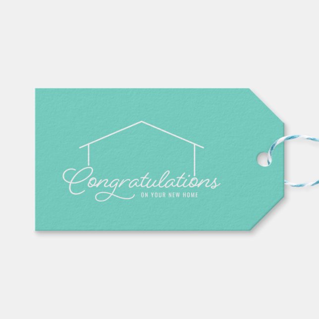 Herzlichen Glückwunsch Neue Zuhause Silhouette Edi Geschenkanhänger (Vorderseite (Horizontal))