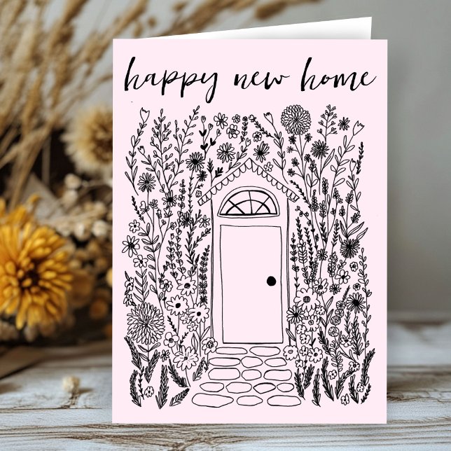 Herzlichen Glückwunsch Neues Haus Garten Tür nach  Karte (Congratulations Happy New Home Garden Door Custom Card
)