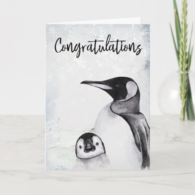 Herzlichen Glückwunsch New Baby Mama Penguin Winte Karte (Vorderseite)