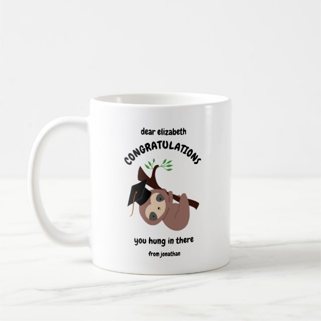 Herzlichen Glückwunsch Niedlich Sloth Abschluss Cu Kaffeetasse (Links)