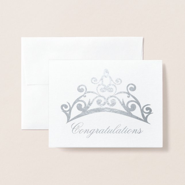 Herzlichen Glückwunsch Note Card Pageant Crown Folienkarte (Vorderseite mit Umschlag)