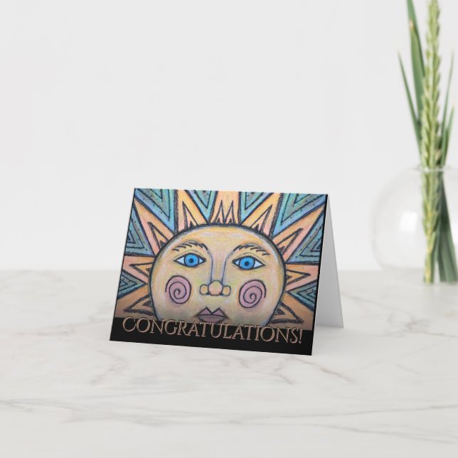 Herzlichen Glückwunsch Peace Sun Card Feiertagskarte (Vorderseite)