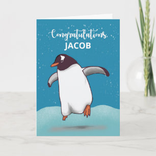 Herzlichen Glückwunsch Pinguin Jumping for Joy Karte