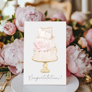 Herzlichen Glückwunsch Pink Peony Wedding Cake Karte