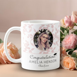Herzlichen Glückwunsch Pink Rococo Abschlussfoto Kaffeetasse