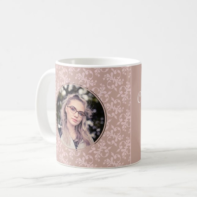 Herzlichen Glückwunsch Pink Rokoko Abschluss Foto Kaffeetasse (Vorderseite Links)