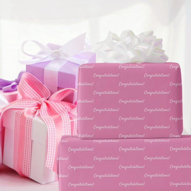 Herzlichen Glückwunsch pink weiß Geschenkpapier (Von Creator hochgeladen)