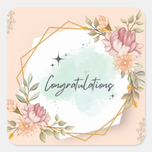 Herzlichen Glückwunsch Quadratischer Aufkleber