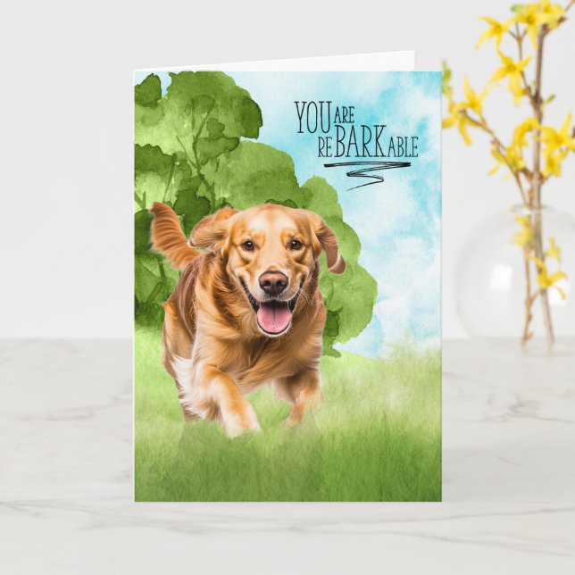 Herzlichen Glückwunsch reBARKable Golden Retriever Karte (Gelbe Blume)