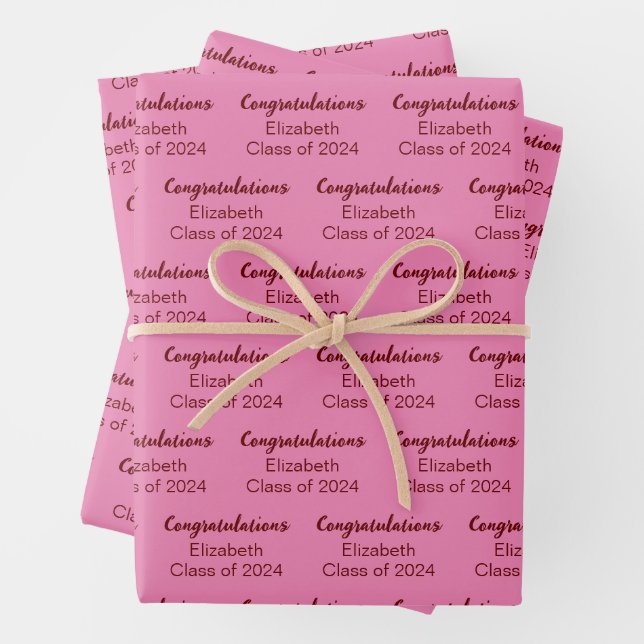 Herzlichen Glückwunsch Rosa dunkle rote Klasse von Geschenkpapier Set (Beispiel)