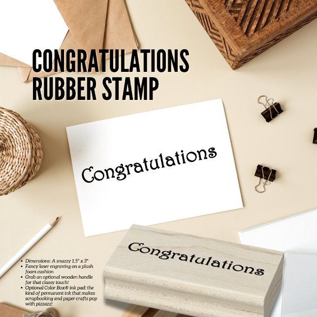 Herzlichen Glückwunsch Rubber Briefmarke Gummistempel (Congratulations Rubber Stamp)