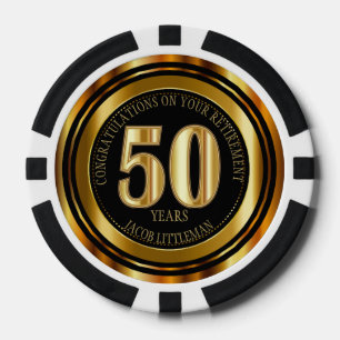 Herzlichen Glückwunsch Ruhestand - 50 Jahre - Gold Pokerchips