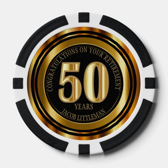 Herzlichen Glückwunsch Ruhestand - 50 Jahre - Gold Pokerchips (Vorderseite)