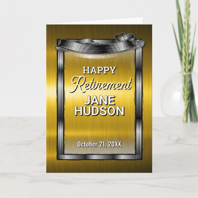Herzlichen Glückwunsch Ruhestand Black and Gold Ankündigung (Vorderseite)