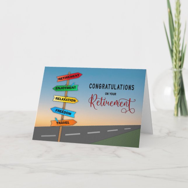 Herzlichen Glückwunsch Ruhestandsschilder für die  Karte (Vorderseite)