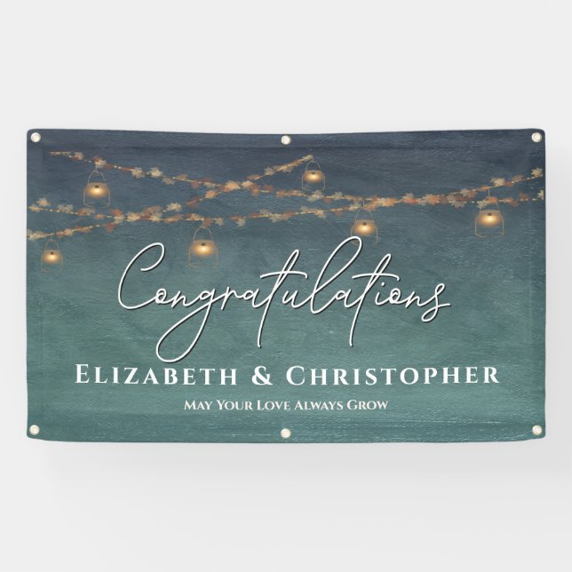 Herzlichen Glückwunsch Rustic Teelight Engagement  Banner (Horizontal)