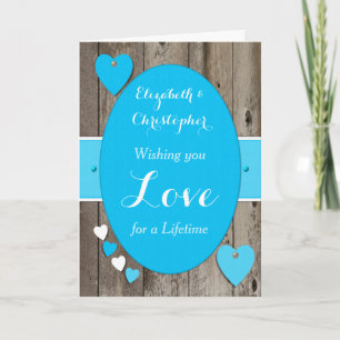 Herzlichen Glückwunsch Rustic Wedding Day Blue Karte