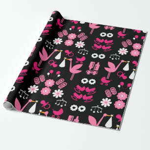 Herzlichen Glückwunsch Stalk Delivery Twin Girls Geschenkpapier