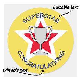 Herzlichen Glückwunsch Sterntrophäe gelb Runder Aufkleber