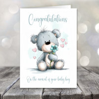 Herzlichen Glückwunsch Teddybär Karte für neugebor