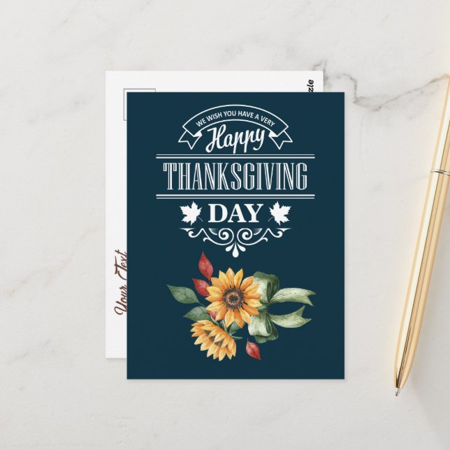 Herzlichen Glückwunsch Thanksgiving Postkarte (Vorderseite/Rückseite Beispiel)