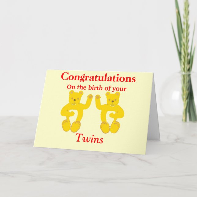 Herzlichen Glückwunsch Twins Birth Card personalis Karte (Vorderseite)