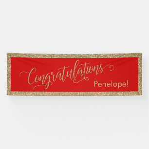 Herzlichen Glückwunsch Typografie Gold Glitter und Banner