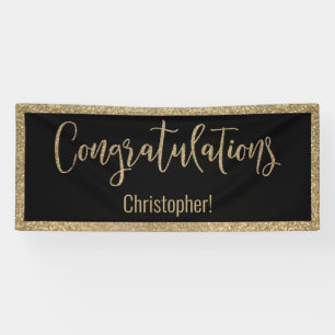 Herzlichen Glückwunsch Typografie Gold Glitter und Banner
