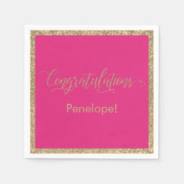 Herzlichen Glückwunsch Typografie Gold Glitzer Hot Serviette