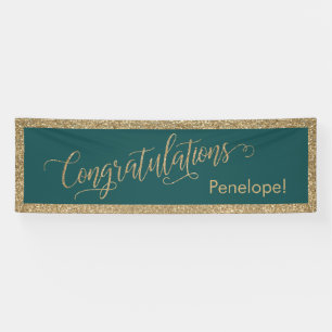 Herzlichen Glückwunsch Typografie Gold Glitzer und Banner