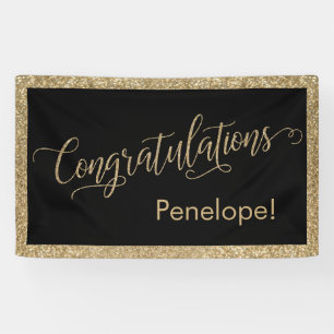 Herzlichen Glückwunsch Typografie Gold Glitzer und Banner