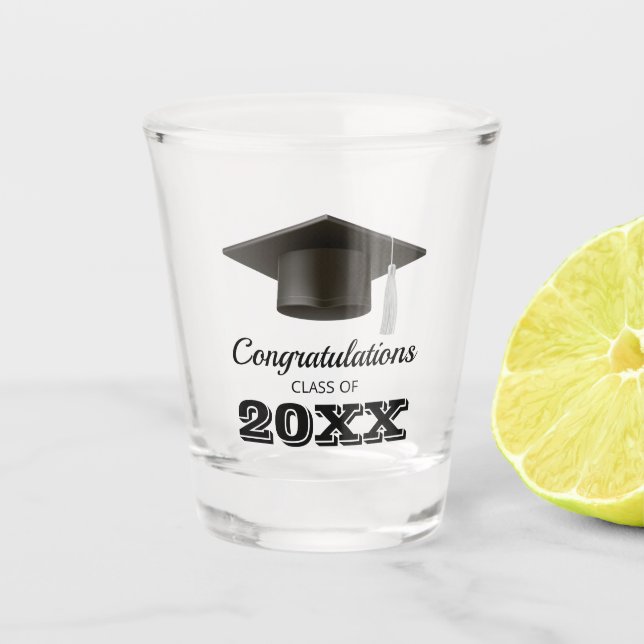 Herzlichen Glückwunsch Uni Graduate Gastgeschenke Schnapsglas (Vorderseite)